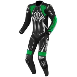 Arlen Ness Conquest 1-Teiler Motorrad Lederkombi, schwarz-grün, Größe 52 - Hochwertige Motorrad Lederkombi aus vollnarbigem Rindsleder mit herausnehmbarem Air-Mesh Innenfutter und Polsterung für zusätzlichen Komfort. Ideal für stilbewusste Fahrer.