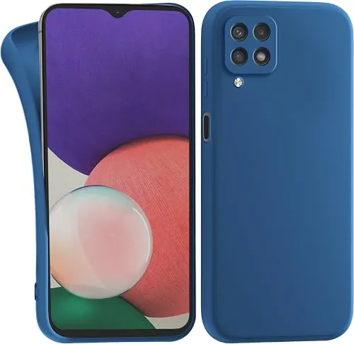 MyGadget Hülle für Samsung Galaxy A22 5G - robuste Silikon Schutzhülle TPU Case Slim Silikonhülle - Back Cover Kratzfest Handyhülle - Matt Dunkelblau