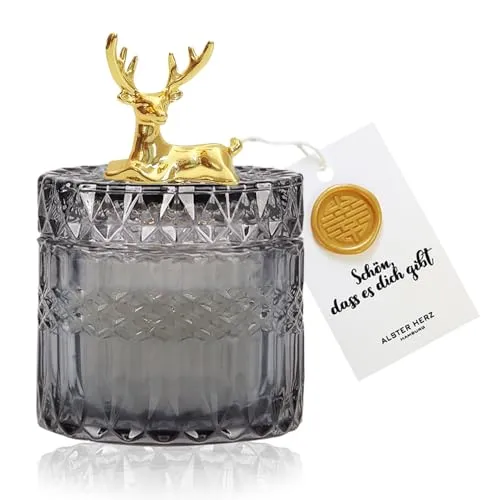Geschenke für Frauen, Luxuriöse Duftkerze Geschenke für Freundin Mama Weihnachtsgeschenke Geburtstagsgeschenk, Schön dass es dich gibt (Rentier-Grau)