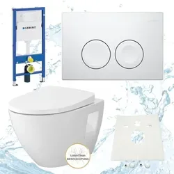HGMBAD Vorwandelement WC mit Geberit Spülkasten und Betätigungsplatte - Komplettset für die einfache Montage von Wand-WCs: inklusive Schallschutz-Set und hochwertiger Betätigungsplatte. Ideal für Trockenbau mit geprüfter Qualität.