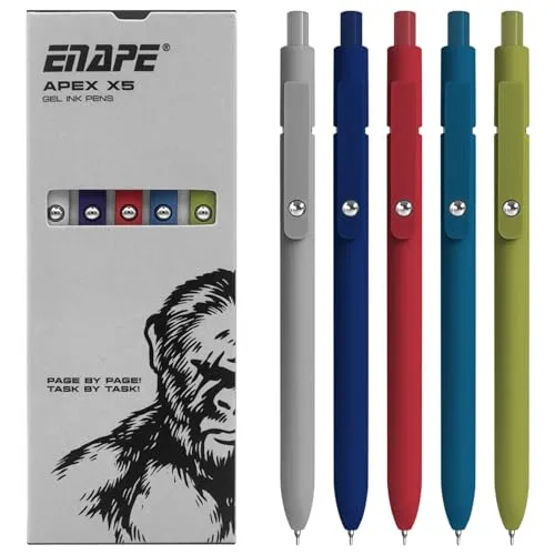 ENAPE Premium Gelstifte Set – 5 bunte 0,5 mm Schreibstifte für Schule & Bullet Journal – kein Verschmieren, schnelltrocknend