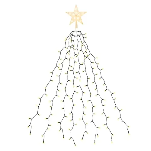 SALCAR 1,5m Weihnachtsbaum Lichterkette mit 8 Modi und Christbaumspitze