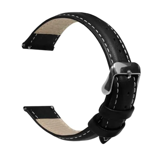 OcioDual Uhrenarmband 18mm Dunkelbraun, Armbanduhr Herren, Uhrenarmbänder für Herren, Weißer Faden, Uhrenarmband 18mm für Smartwacth Damen, Schnellverschluss, Armband Smartwatch