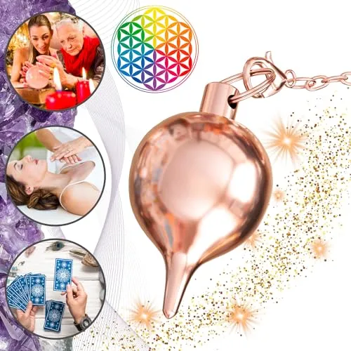 Radiästhesie-Pendel Wassertropfen - Esoterik Pendel/Orakel - Kupferfarbenes Messing - Geobiologie, Magnetiseur - 26 Gr - Rose Gold