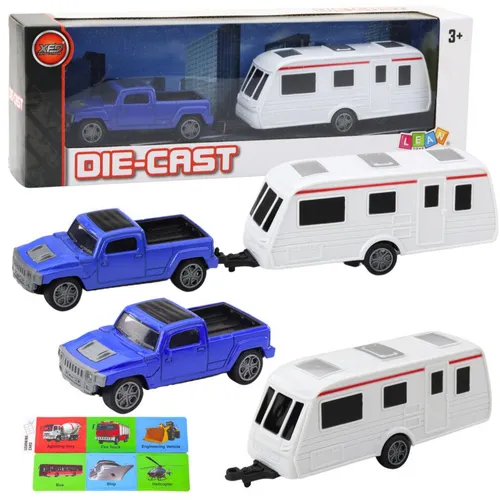 Lean Metall-Autobausatz Mit Camper-Anhänger Blau