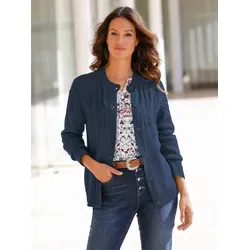 Strickjacke INSPIRATIONEN, Damen, Gr. 44, blau (dunkelblau, meliert), 50% Baumwolle, 50% Polyacryl, meliert, Strickjacken Strickjacke