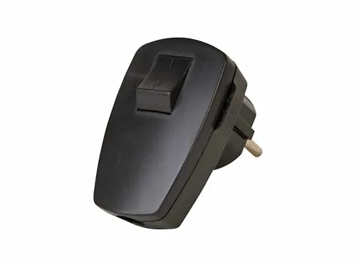Kopp Schutzkontakt-Stecker mit Schalter, 1 Stück, schwarz, 170405009