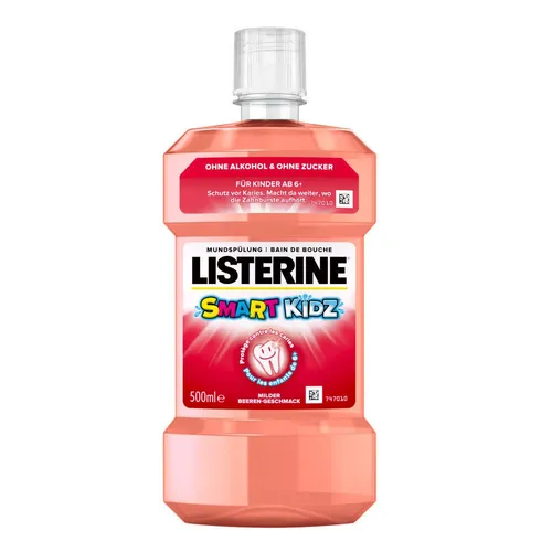 Listerine Smart Kidz Mild Berry Mundspülung - Mundspülung für Kinder ab 6 Jahren, schützt effektiv vor Karies und sorgt für frischen Atem mit leckerem Beeren-Geschmack.