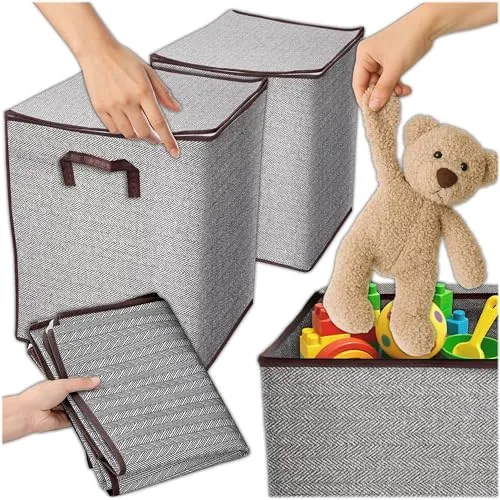 KRUMAD Faltbarer Wäschekorb mit Deckel 80L, 2 Stück - Großer Wäschesammler mit 2 Griffen, Wasserdichtem Innenfutter und Stahlrahmen – Aufbewahrungskorb für Bad & Waschraum - Laundry Basket