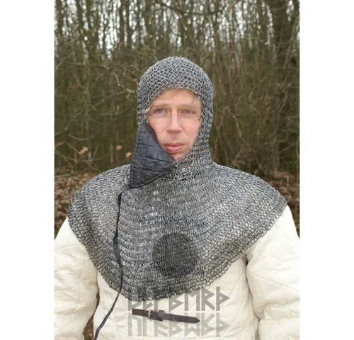 Battle Merchant Ritter-Kostüm Kettenhaube mit Mundschutz in silber von Battle-Merchant