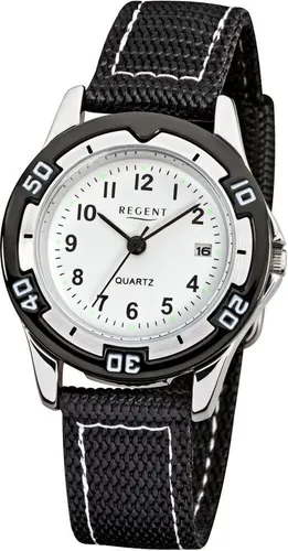 Regent Quarzuhr F-318 - Elegante Armbanduhr mit schwarzem Armband, ideal für jeden Anlass und bietet präzise Zeitmessung.