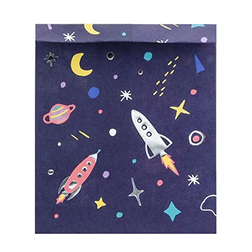 Unbekannt Geschenktüten mit Weltall-Motiv 6 Stück bunt 13 x 14 cm