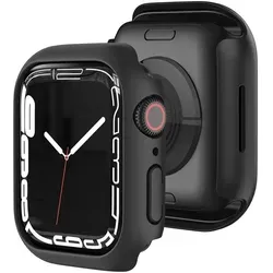 Für Apple Watch Serie 9 / 8 / 7 41mm Schock TPU Silikon Hülle Cover Tasche - Schwarz