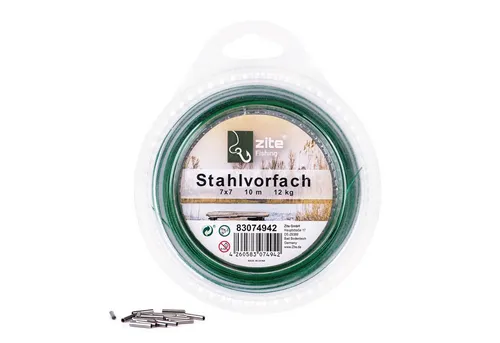 Zite Angelschnur 7x7 Edelstahl - Raubfisch-Vorfach auf 10m Rolle inkl. 20 Quetschhülsen