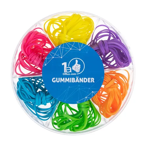 DynaTech Gummibänder 120g Box 35/50x3mm sort. in grün, blau,