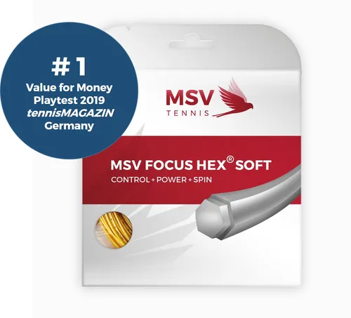 MSV Tennissaite Focus Hex Soft 1.20 (Haltbarkeit+Kontrolle+Power+Spin) gelb 12m Set