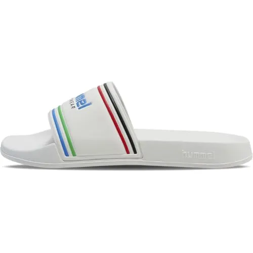 Hummel Pool Slide Rt White/Multicolor 39 - Wanderschuhe mit stilvollem Design, ideal für Pool und Strand. Hoher Tragekomfort durch ergonomisches Fußbett und stoßdämpfende EVA-Sohle für entspanntes Tragen.