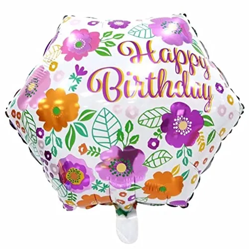 Happy Birthday Luftballons - Geniale Geschenkidee Deko für Geburtstage oder Partys Ballon Helium Folienballon klein mit für Kinder Dekoration Partydeko JGA Geschenkidee - Blumen