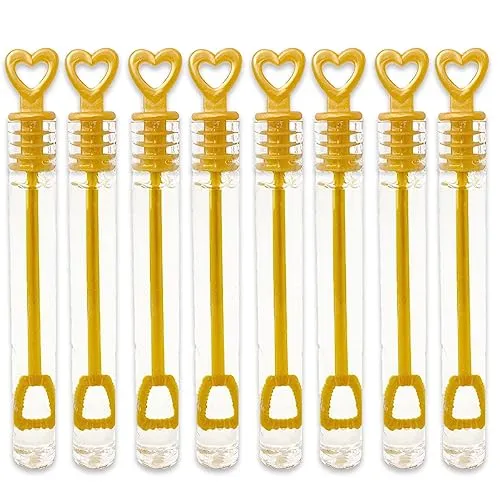 24x Goldene Seifenblasen Röhrchen mit Herz Wedding Bubbles Hochzeit Mitbringsel Dekoration