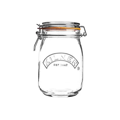 Kilner Clip Top Rundes Glasgefäß - 1000 ml / 1 Liter, Einmachglas, Wiederverwendbares Marmeladenglas, Luftdichtes Aufbewahren von Lebensmitteln, Einmachen und Einlegen in der Küche, Gewürz- oder Kräuterbehälter, GG782