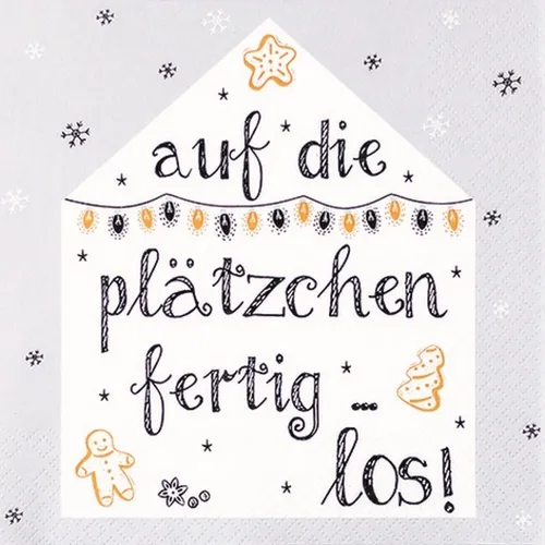 Servietten Auf die Plätzchen Weihnacht Backen Advent Spruch Tischdeko 33x33cm 20