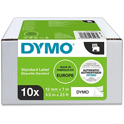 DYMO Original D1-Etikettenband schwarz auf weiß 12 mm x 7 m von DYMO