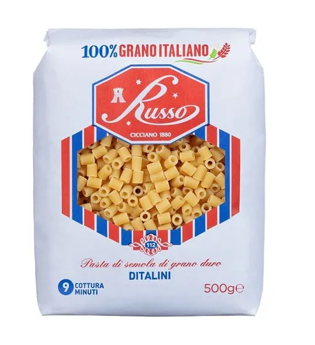Russo Ditalini N°112 Hartweizengrieß Pasta,100% Italienischer Weizen,500g