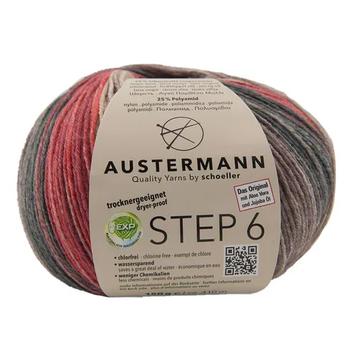 Austermann Step 6-fach Color Kuchenknäuel Häkelwolle, 410 m, wundrschöner Farbverlauf