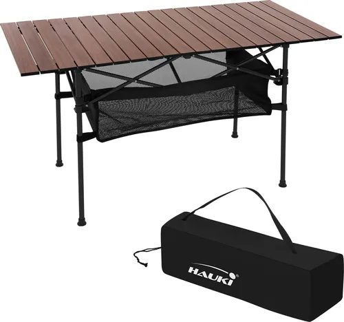 Hauki Campingtisch Klapptisch faltbar aus Aluminium - Camping-Möbel mit witterungsbeständiger Tischplatte, ideal für Outdoor-Aktivitäten und ausgestattet mit praktischer Tragetasche für einfachen Transport.