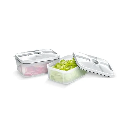 SEVERIN Vakuumierbehälter 0,75 L, 2er Set - Nachhaltiger Vakuumierbehälter für bis zu 8x längere Frische, ideal für Vorräte und einfache Vorbereitung von Snacks. 100% BPA-frei und spülmaschinengeeignet für mühelose Reinigung.