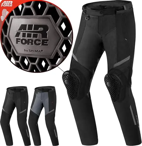 SHIMA Rush 2.0 Damen Motorradhose mit Protektoren - Die SHIMA Rush 2.0 Motorradhose bietet durch fortschrittliche AirForce Knieprotektoren und innovative Kühltechnologie optimalen Schutz und Komfort für Sommerfahrten. Robuste Materialien und praktische Taschen machen sie perfekt für jedes Abenteuer.