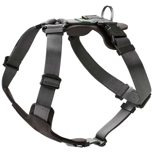 HUNTER Hundegeschirr AALBORG MIXED - Schwarz/Grau - Weiteres Autozubehör: Kombination aus Rindsleder und Nylon für höchsten Komfort, 5-fach verstellbar für optimale Passform, handgefertigt in Deutschland.