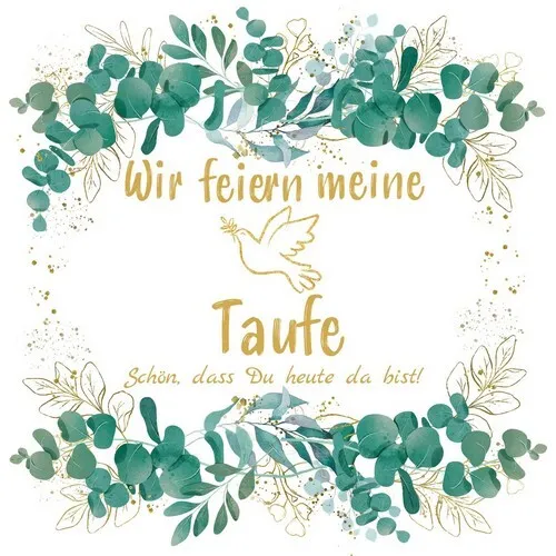 Servietten Eukalyptus Taufe Taube Junge Mädchen Schön dass Du da bist 33x33cm 20