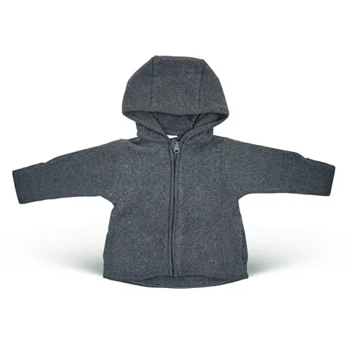 Hinzling Fleece Jacke aus 100% Bio-Baumwolle (Thunderstorm) (86/92) – Fleecejacke Kinder kuschelig weich, für jede Jahreszeit geeignet – Nachhaltig und mitwachsend – Fair in Europa produziert