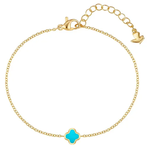 Glanzstücke München Damen Armband Kleeblatt aus Edelstahl mit Türkis (synth.) in