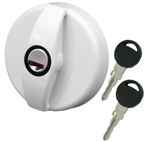 Tankdeckel für Wassertank im Wohnwagen - STS signalweiß - Hochwertiger Wassertankdeckel in signalweiß für Wohnmobile. Mit zwei Griffmulden, Belüftungssystem und Schloss für einfache Handhabung. Ideal für Frischwassertanks.