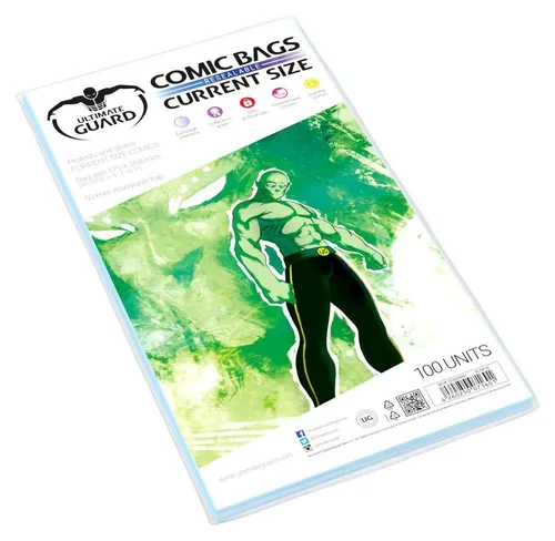 Ultimate Guard Comic Bags wiederverschließbar Current Size (100) - 100 transparente Schutzhüllen für Comics bis 175 x 268 mm, höchste Transparenz und PVC-frei