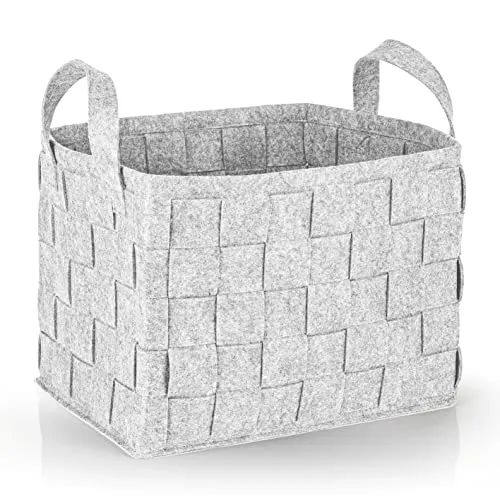 N8WERK Aufbewahrungskorb Filz 40x30x30cm hellgrau mit Henkel