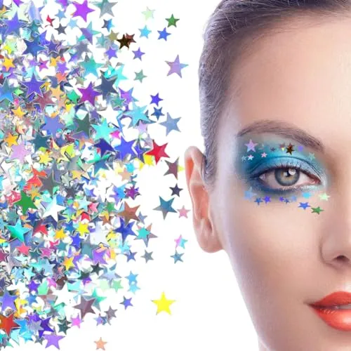 MKKZLPN Stern Konfetti Sternfolie Konfetti Konfetti Glitzer Sterne Metallisch Folie Sterne Pailletten Für Hochzeit Parteien Dekoration, Handwerk Diy Tisch Streudeko (60G)
