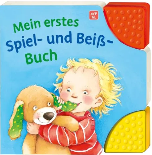 Ravensburger Spielbuch 42147, Mein erstes Spiel- und Beiß-Buch - Farbenfrohes Bilderbuch mit Beißecken, ideal für Babys ab 6 Monaten. Fördert Neugier und Sprachentwicklung durch kurze Reime und weiche, strukturierte Ecken zum Entdecken. Stabil verarbeitet für sicheren Spielspaß.