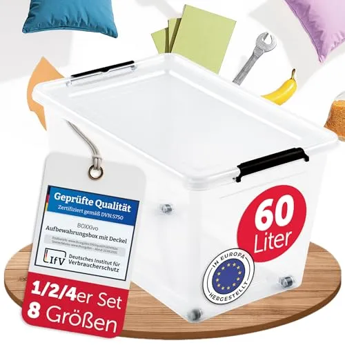 BOXXivo Aufbewahrungsbox mit Deckel 60l - BPA-freie & lebensmittelechte Boxen Aufbewahrung - Kisten Aufbewahrung mit Deckel - stapelbare & robuste Aufbewahrungsboxen