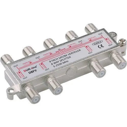DUR-line SAT BK-Verteiler - 8-Fach Splitter, voll geschirmt und Unicable HD tauglich für optimale Signalverteilung in Sat-Anlagen