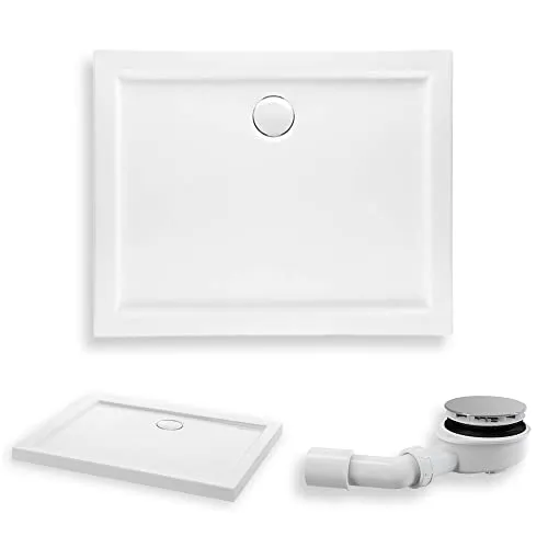 KOLMAN Duschwanne 110x90 cm Rechteck, Weiß - Duschwanne aus strapazierfähigem Sanitäracryl, flach und modern, ideal für ein sicheres Duscherlebnis und leicht zu reinigen.