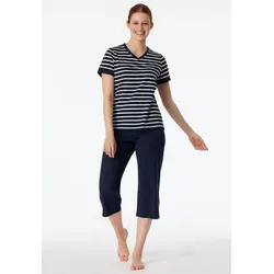Schiesser Damen Casual Essentials Pyjamaset - Schlafanzug kurz Set mit 3/4 langen Hosen und kurzarm Oberteil aus weicher Baumwolle, ideal für gemütliche Nächte und optimalen Tragekomfort.