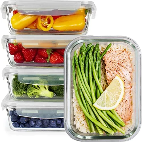 GOOD FOR YOU - Glas-Frischhaltedosen Set – 5er Set Meal Prep Boxen - Vorratsdosen-Sets, BPA-frei und mikrowellengeeignet – ideal für Meal Prep und gesunde Ernährung, inklusive exklusivem Rezept E-Book für perfekte Mahlzeiten.