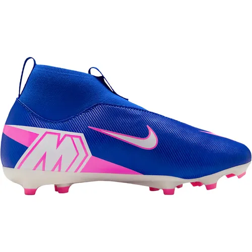Nike Zoom Superfly 10 Academy FG/MG Kinder Fußballschuh - Blau - Vielseitiger Junior-Fußballschuh für festen Naturrasen und Medium Ground. Strapazierfähiges Obermaterial sorgt für hervorragendes Ballgefühl und Kontrolle. Ideal für Training und Spiele, mit sicherer Traktion und bequemer Passform.