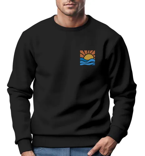 Neverless Sweatshirt Sweatshirt Herren Logo Print Sommer Sonne Welle Strand Meer