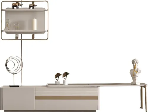 TV Board Vega Holzwerkstoff Cremeweiß Goldoptik, Produktauswahl:TV Board