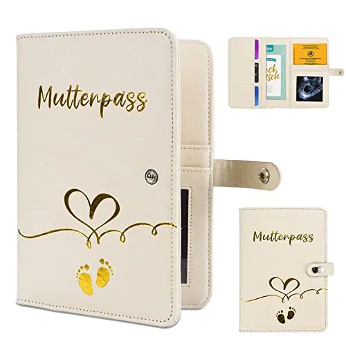 Mutterpasshülle aus Kunstleder mit Fächern in beige von Aufisi