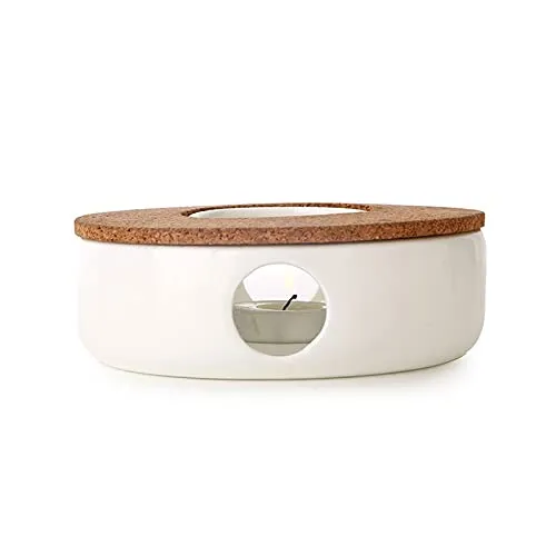 TEA SOUL Teekannenwärmer aus Porzellan mit Korkständer - Eleganter Teekannenwärmer aus feinem Porzellan mit einem Korkständer, der Deine Teekanne stets warm hält und gleichzeitig eine stilvolle Lichtatmosphäre schafft.